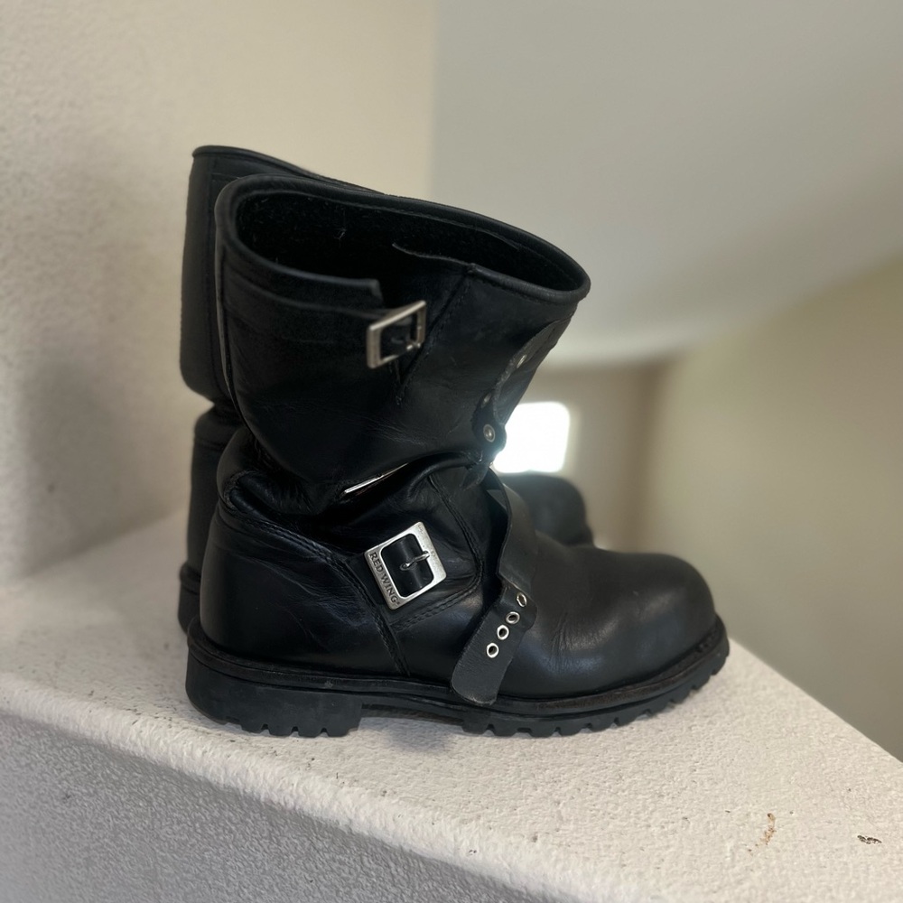 Red Wing 988 Black Leather Steel Toe‎ Engineer Boots Mens 11. BOTH SOLES ARE OUT
